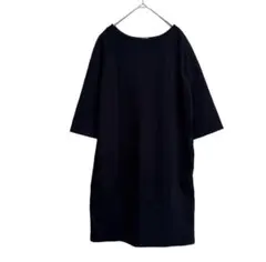 GU ポンチワンピース 5分袖 紺 M