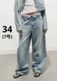 TRFミッドライズ折り返しウエストデニムパンツ38 - メルカリ