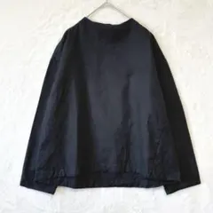 無印良品／シャツ ブラウス 長袖 L シンプル フレア コットン100% 黒