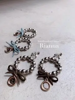 ・ silver circle × suede ribbon ・