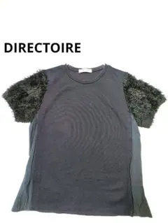 DIRECTOIRE 異素材 シャギー袖 半袖トップス 黒のサムネイル