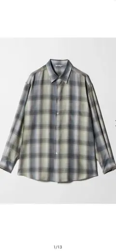 AURALEE チェック柄 長袖シャツ グレー/グリーン