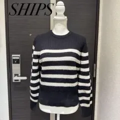 SHIPS シップス ボーダー柄 クルーネックニット 長袖のサムネイル