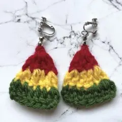 ラスタカラー☆イヤリング☆かぎ編み☆ハンドメイド☆
