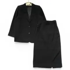 美品 礼服 ブラックフォーマル スーツ ロング丈 日本製 黒 レトロ古着 9号