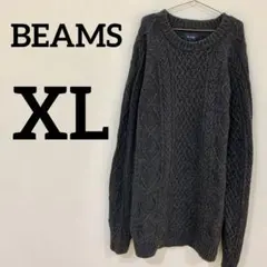 【BEAMS】 ケーブル編み クルーネック ニットセーター XLのサムネイル