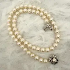 美品 淡水パール ネックレス 43cm 7mm玉 真珠 SILVER刻印