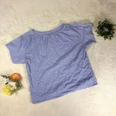美品 【ユニクロ】《M》 2WAYレースコンビネーションTシャツ ブルー 半袖
