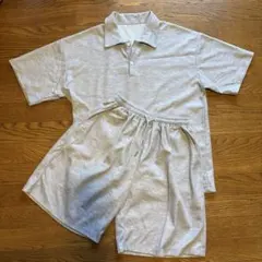 グレー ポロシャツとショートパンツセット アップ　Lサイズ
