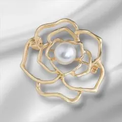 入学式　卒業式　お受験　プレゼント　結婚式　薔薇　ゴールドパール　ブローチ