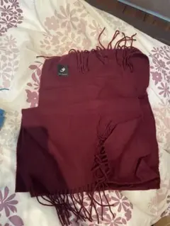 カシミヤ入り　ウール　毛100% マフラー ワインレッド