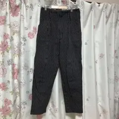 【500円～】テーパードパンツ ストライプ ブラック