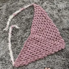 バブーシュカ　ハンドメイド　バンダナ　腰巻き　三角巾　ピンク