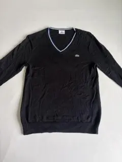 LACOSTE Vネック ニット セーター ブラック