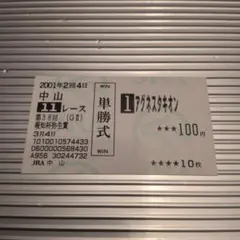 アグネスタキオン現地的中単勝馬券 4枚セット 美品 2026年最新】馬券 アグネスタキオンの人気アイテム - メルカリ