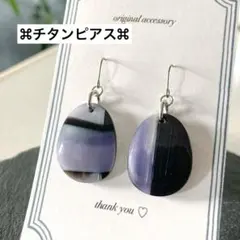 チタンピアス ⌘ バイカラー オーバル型ピアス フックピアス