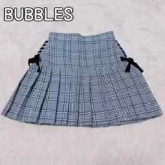 BUBBLES スカパン S チェック プリーツ スカート サイドレースアップ