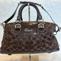 COACH Ashley Ocelot Satchel Brown 2way - メルカリ