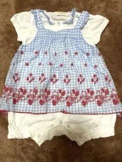 いちご刺繍 ギンガムチェック ロンパースのサムネイル