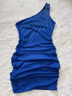 青 ワンショルダードレス