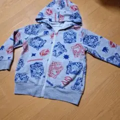 総柄 仮面ライダー 長袖パーカー グレー100 男の子 秋冬