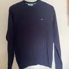 crocodile ネイビー ケーブルニット 長袖セーター