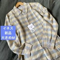 新品未使用タグ付き　ユニクロ　INES コットンシアーチェックシャツ Mサイズのサムネイル