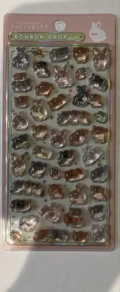 【新品】韓国 ボンボンドロップシール うさぎ ハムスター 3Dぷっくり