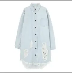 【新品】デニムシャツワンピース　フリーサイズ