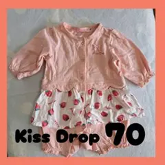 Kiss Dropいちご 重ね着風 ロンパース 70 ピンク