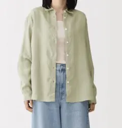 未使用 無印良品 MUJI リネン 洗いざらし レギュラーカラー 長袖シャツ