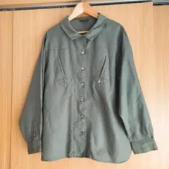 Leilian E.SPORTS レリアン Eスポーツ ウールシャツ カーキ