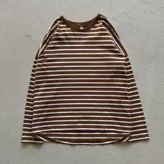 old uniqlo brown border l/s ボーダー ロンt 茶 白