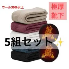 【新品未使用❤️】レディース靴下極厚雲感裏パイルウールソックス防寒保温5足セット