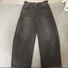 9090 ワイドレッグデニムパンツ ブラック