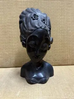 希少1975年】フランク・シャーマン 黒珊瑚 胸像オブジェ レフア ハワイ