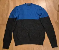 GAP メリノウール クルーネックセーター ブルー×チャコール S
