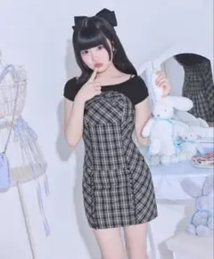 ミシェルマカロン BIGリボンチェックロングワンピ - メルカリ