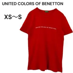ベネトン 半袖Tシャツ ロゴプリント ちびT 赤 イタリア製 コットンXS~Sのサムネイル