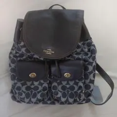 明日発送可能♡COACH バックパック　デニム　レザー　シグネチャー