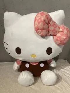 【値下げ中】公式 ハローキティ ビッグ ぬいぐるみ サンリオ チェック柄リボン