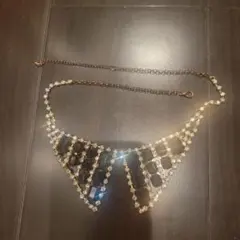 ビジューネックレス 黒とクリスタル