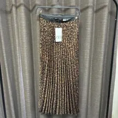 ZARA レオパードプリント プリーツスカート XS