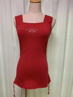 【美品】IMAGE タンクトップ 赤 L ストレッチ 細見え レディースのサムネイル