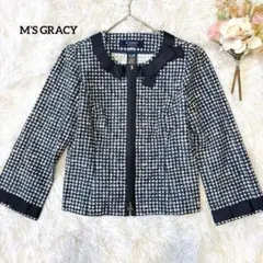 極美品✨エムズグレイシー　ジャケット　ノーカラー　リボン　カメリア　38 M 極美品✨エムズグレイシー ジャケット ノーカラー リボン カメリア 38