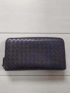 BOTTEGA VENETA ブラウン 編み込み レザー長財布