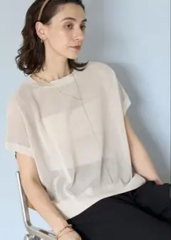 ［洗える］メッシュ ハーフスリーブ プルオーバーのサムネイル