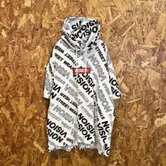 VISION STREET WEAR 半袖パーカー 総柄 ロゴ ホワイト