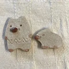 オーブン陶土♡ウォンバットの箸置き２点セット