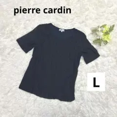 美品pierre cardin レディース半袖ブラウス　ネイビー　L レースのサムネイル